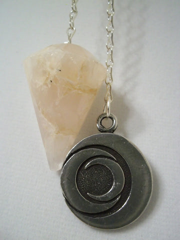 Natural stone pendulum with pewter piece. - Seahawk Jewellery & Whatnot