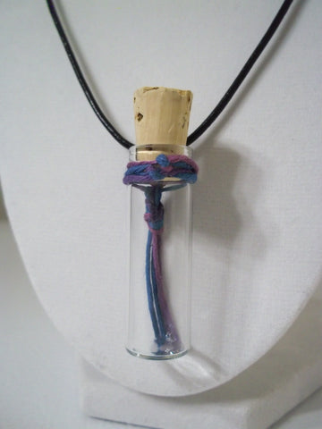 Basic vial necklace with black leather cording