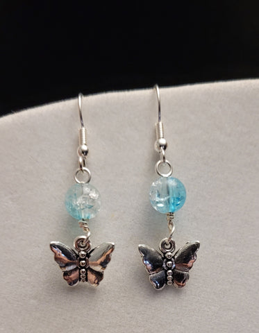 Blue Butterfly Dangle Earrings