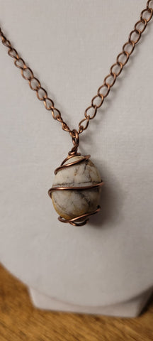 Wrapped beach stone necklace