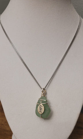 Love minty green sea glass necklace