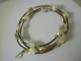 Memory bracelet with square nugget shell and potatoe shaped pearls - Seahawk Jewellery & Whatnot