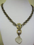White sea glass waffle weave pendant on brass chain - Seahawk Jewellery & Whatnot