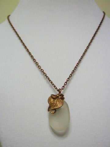 Perfectly washed, white, sea glass drop necklace - Seahawk Jewellery & Whatnot