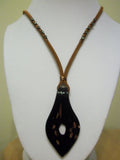 Suede cord with black glass pendant - Seahawk Jewellery & Whatnot