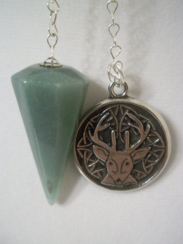 Natural stone pendulum with pewter piece. - Seahawk Jewellery & Whatnot