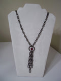 Over sized, gunmetal necklace with crystal heart. - Seahawk Jewellery & Whatnot