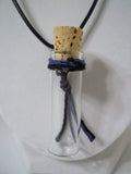 Basic vial necklace on black leather cord