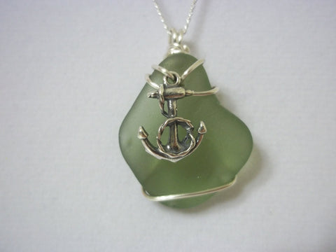 Anchors away sea glass necklace - Seahawk Jewellery & Whatnot