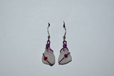 White sea glass earrings with Swarovski crystals